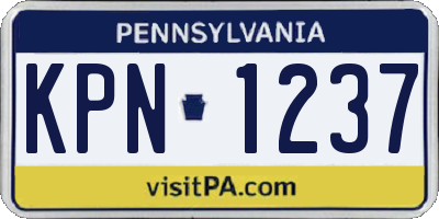PA license plate KPN1237