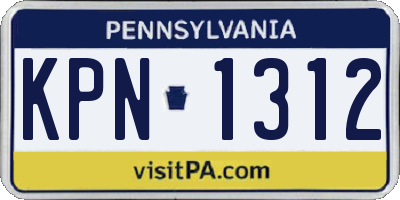 PA license plate KPN1312