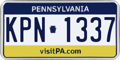 PA license plate KPN1337
