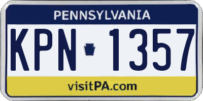 PA license plate KPN1357