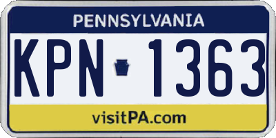 PA license plate KPN1363