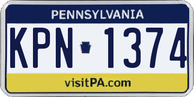 PA license plate KPN1374