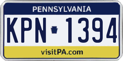 PA license plate KPN1394
