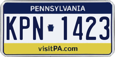 PA license plate KPN1423