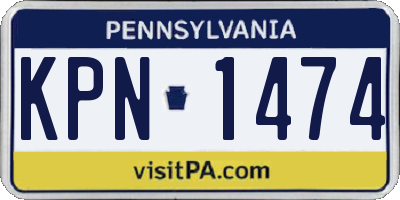 PA license plate KPN1474