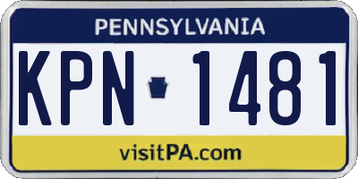 PA license plate KPN1481