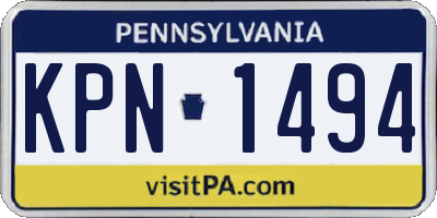 PA license plate KPN1494
