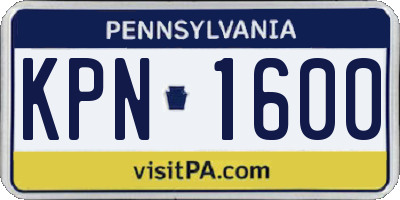 PA license plate KPN1600