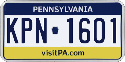 PA license plate KPN1601