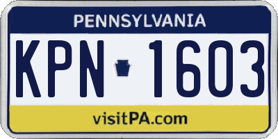 PA license plate KPN1603