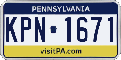PA license plate KPN1671