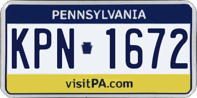 PA license plate KPN1672