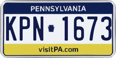 PA license plate KPN1673