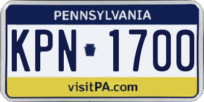 PA license plate KPN1700