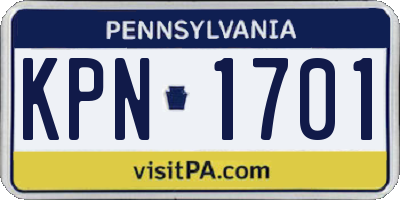 PA license plate KPN1701