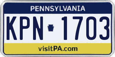 PA license plate KPN1703