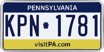 PA license plate KPN1781