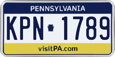 PA license plate KPN1789