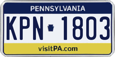 PA license plate KPN1803
