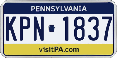 PA license plate KPN1837