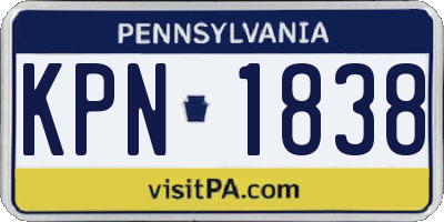 PA license plate KPN1838