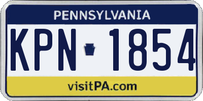 PA license plate KPN1854