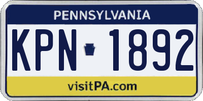 PA license plate KPN1892