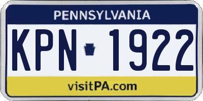 PA license plate KPN1922