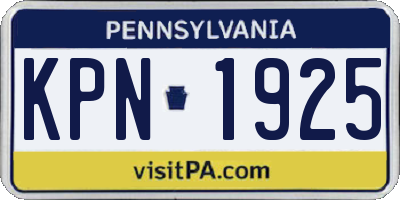 PA license plate KPN1925