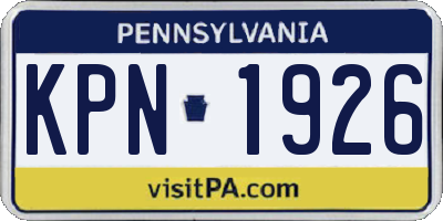 PA license plate KPN1926