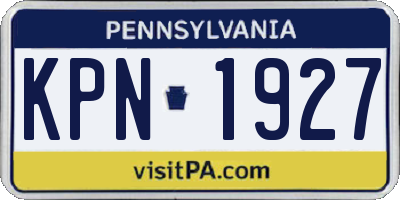 PA license plate KPN1927