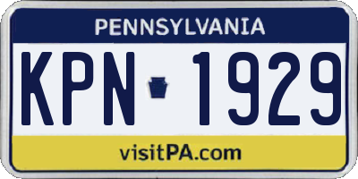 PA license plate KPN1929
