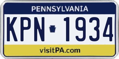 PA license plate KPN1934