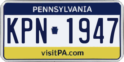 PA license plate KPN1947