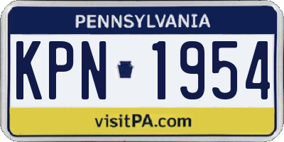 PA license plate KPN1954