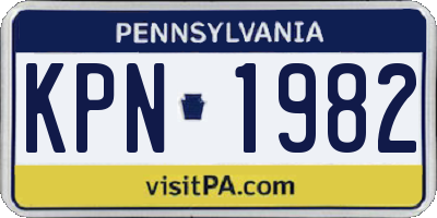 PA license plate KPN1982