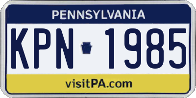 PA license plate KPN1985