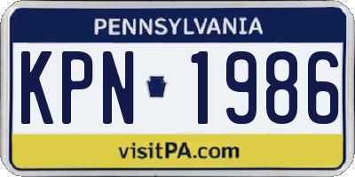 PA license plate KPN1986