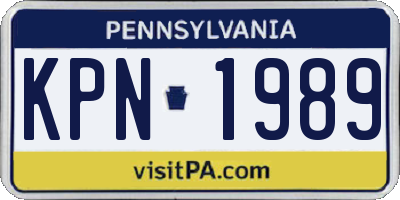 PA license plate KPN1989