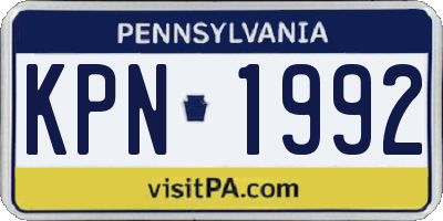 PA license plate KPN1992