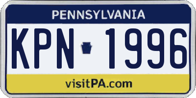 PA license plate KPN1996