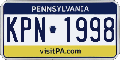 PA license plate KPN1998