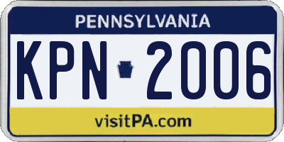 PA license plate KPN2006