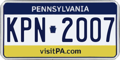 PA license plate KPN2007