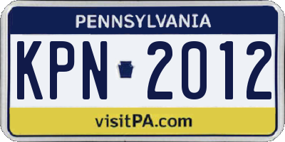 PA license plate KPN2012