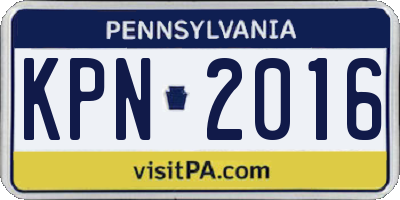 PA license plate KPN2016