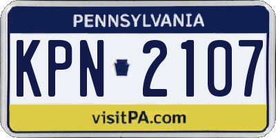 PA license plate KPN2107