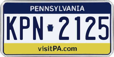 PA license plate KPN2125