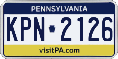 PA license plate KPN2126