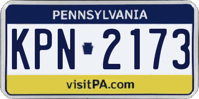 PA license plate KPN2173